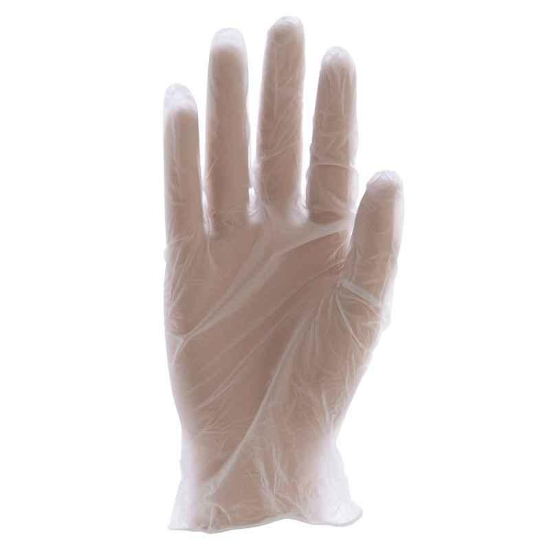 100 Pcs Clear Disposable Vinyl Gloves Box, Size: Medium