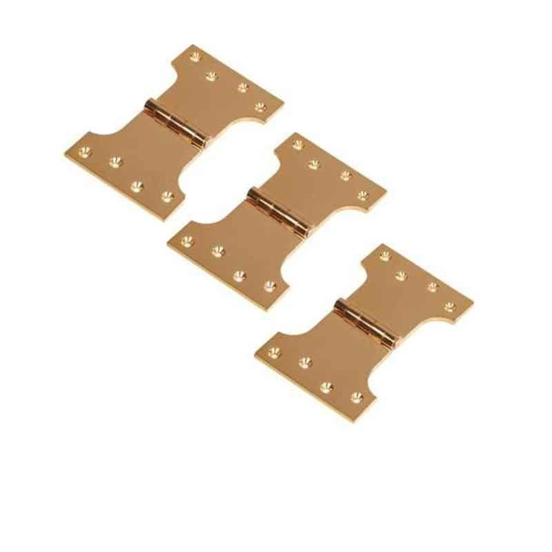 Smart Shophar 5x4x3 inch Brass Gold Parliament Hinge, SHA10HG-PARL-GL5X4X3-P3 (Pack of 3)