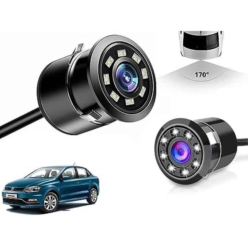 Auto Pearl 8 LED Black Waterproof & Shockproof HD Night Vision Car Reverse Parking Camera for Volkswagen Ameo