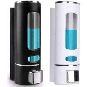 Fastgear 2 Pcs 380ml Plastic Black & White Cylindrical Soap Dispenser Set