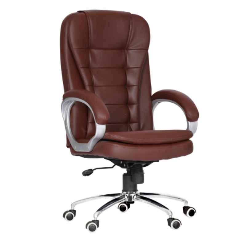 Da URBAN Windsor Brown High Back Revolving Leatherette Ergonomic Chair for Home & Office