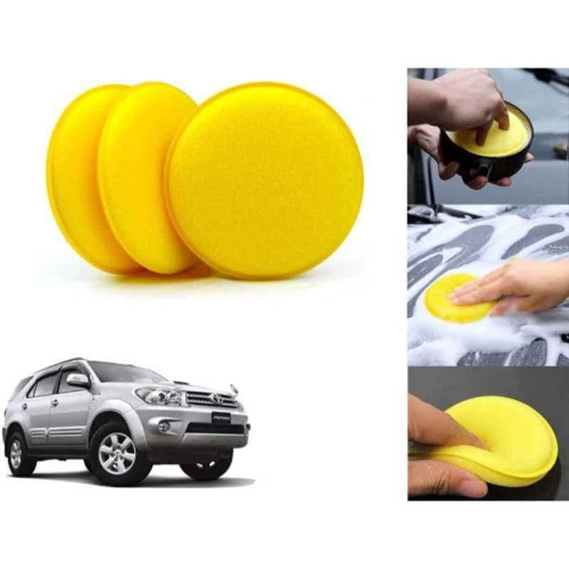 Auto Pearl Polyurethane Beige Washing & Waxing Polish Foam Sponge for Fortuner T1 2009-2012 (Pack of 3)