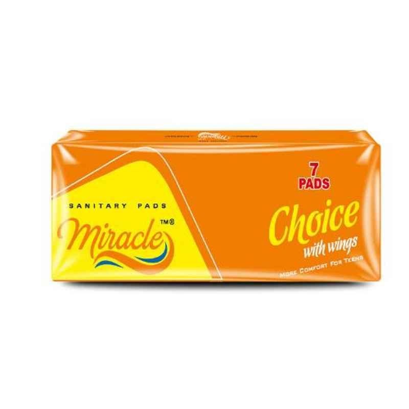 Miracle Choice 7 Pcs 240mm Straight Sanitary Napkins with Wings, MCSNW-4-7 (Pack of 10)