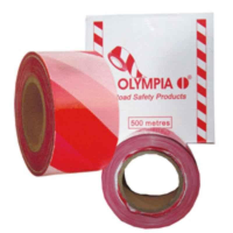 Super Olympia 75mm 500m 50 Micron Red & White Road Safety Tape