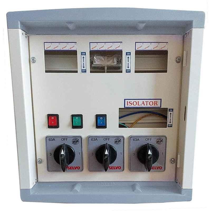 Selvo 63A 4 Ways TPN Phase Selector Distribution Board with 1 Pole 3 Ways Rotary switches & Duly Wired, GSELTPS11062