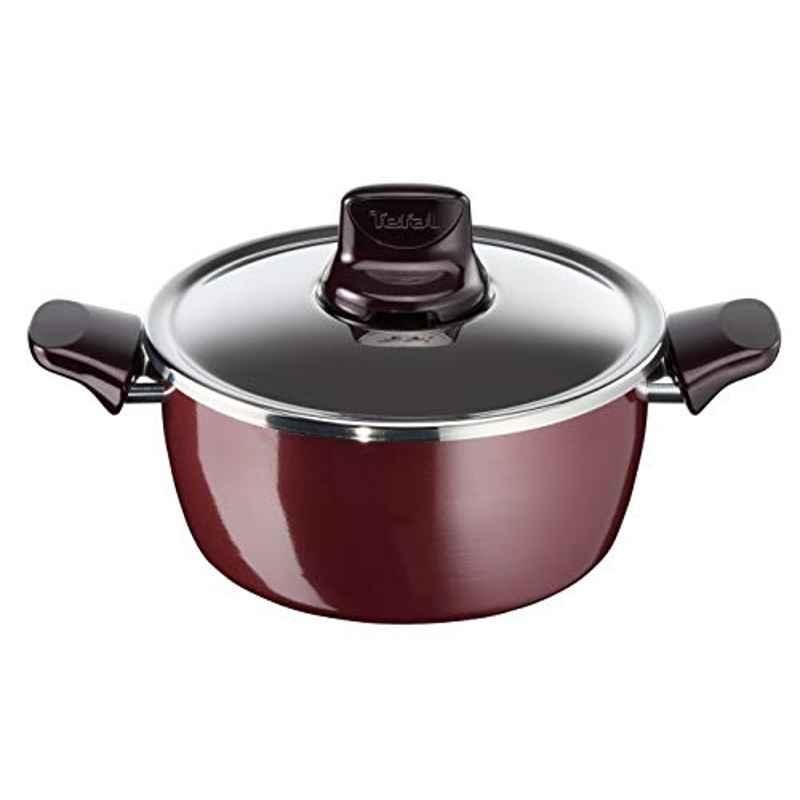 Tefal 6L Aluminum Red Non-stick Stew Pot with Lid, D5055252 (Pack of 2)