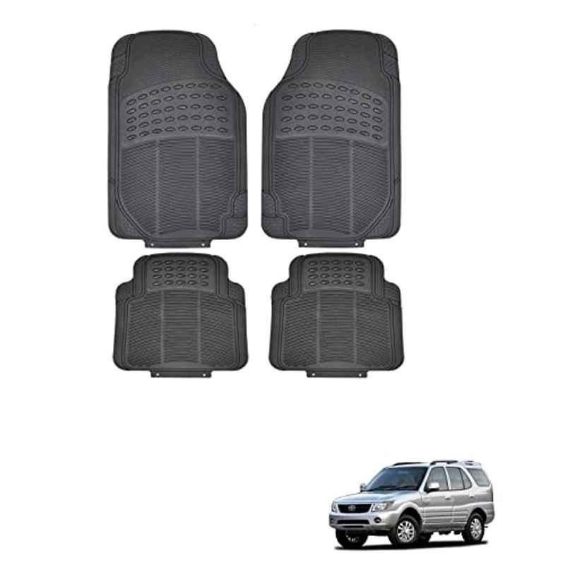 Kozdiko 4 Pcs Rubber Black Car Simple Floor Mat Set for Tata Safari Old