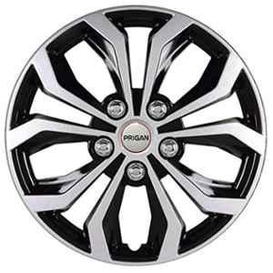Prigan Vision 4 Pcs 13 inch Black & Silver Press Fitting Wheel Cover Set for Renault Kwid