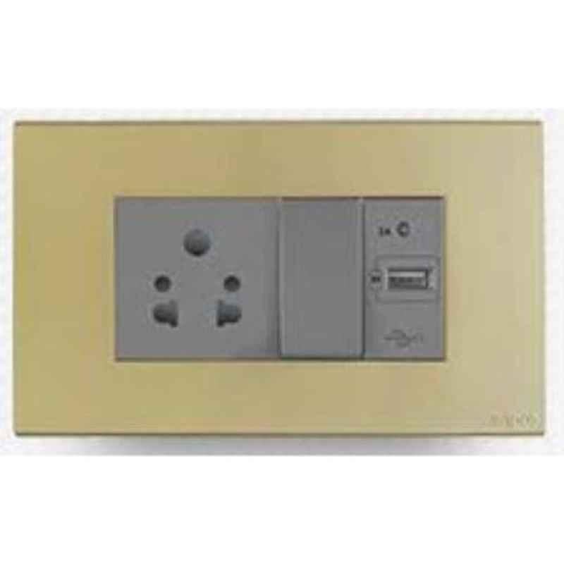 Wipro North West Artisa 8 Module Champagne Gold Square Plate, RP968 (Pack of 5)