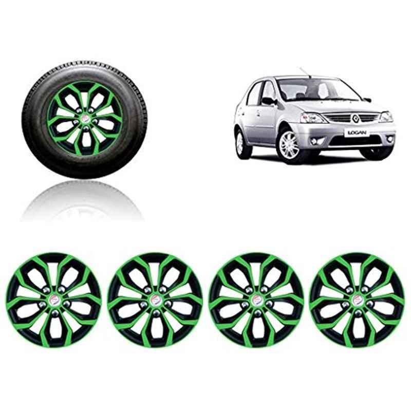 Auto Pearl 4 Pcs 14 inch ABS Green & Black Car Wheel Cover Set for Renault Logan