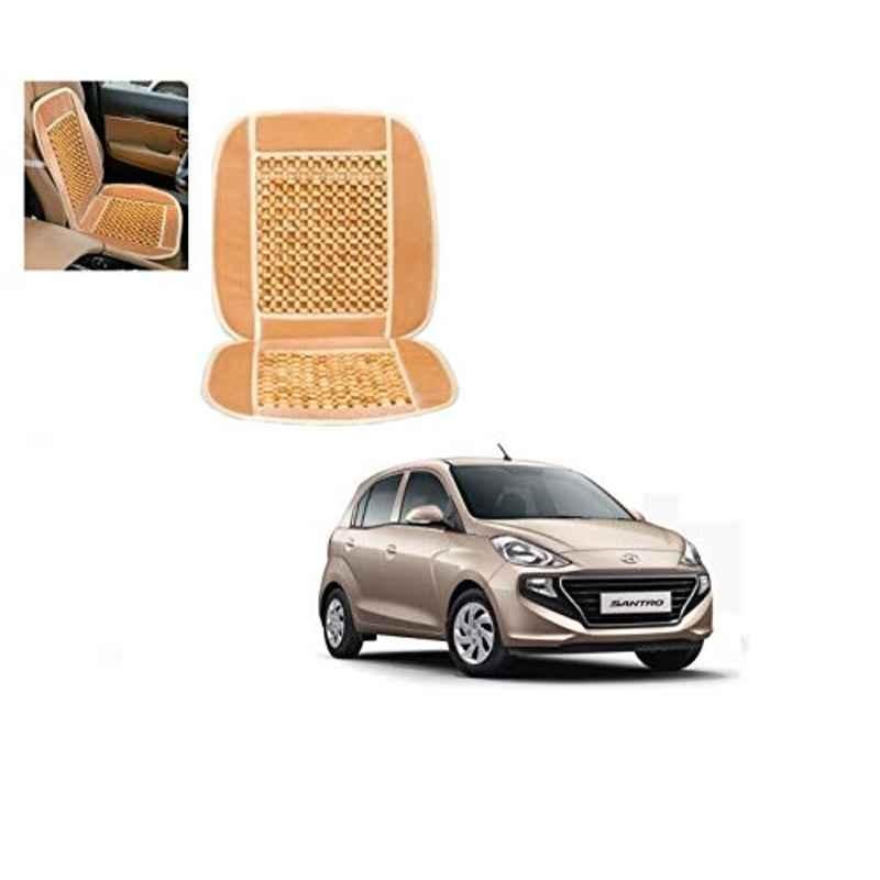 Kozdiko Wooden Bead Seat with Beige Velvet Border for Hyundai Santro 2018