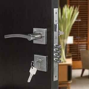Voltizi Rose Stainless Steel Matt Finish Both Side Key Mortise Door Lock Handle Set with 3 Computer Keys, Curve-OSK-R