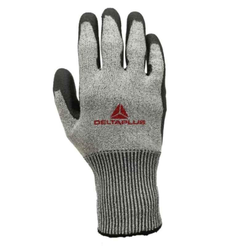 Deltaplus VE CUT 44 Econocut Fibre PU Coated Grey & Black Safety Gloves, Size: 8
