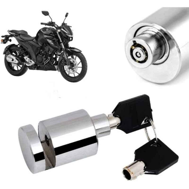 Auto Pearl Stainless Steel Silver Heavy Duty Anti Theft Motorcycle Disc Brake Lock, Lock-485