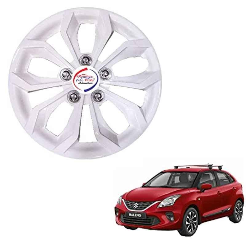Auto Pearl 4 Pcs 15 inch ABS Pearl White BBR16 Hubcap Wheel Cover Set with Retention Ring for Maruti Suzuki Baleno 2020