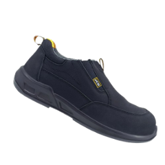 JCB Glide S1 Nubuck Leather Black Steel Toe Slip-On Safety Shoes for Men, Size: 11