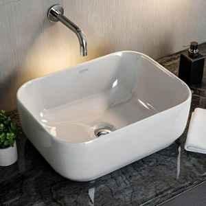Plantex 16x12x5.5 inch Ceramic White Wash Basin for Bathroom with 10 Years Warranty for Restaurant/Hotel