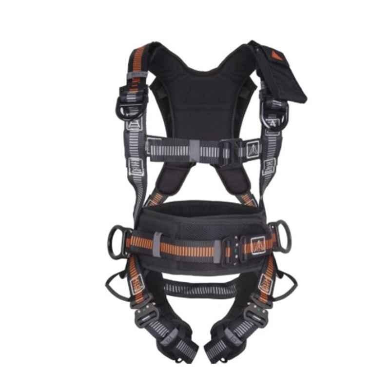 Deltaplus EOLIEN HAR35A Polyester Black & Orange Fall Arrester Harness with Belt, Size: Small