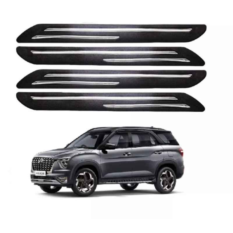 Sca Rubber Car Side Bumper Protector Guard with Double Chrome Strip for Hyundai Alcazar All Model Black Set Of 4, SCA-73LKI1