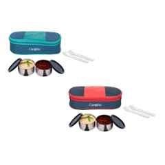 Carrolite 400ml Multi Colour Stainless Steel Lunchbox Buy 1 Get 1 Free, Comboblack_015 (Pack of 3)