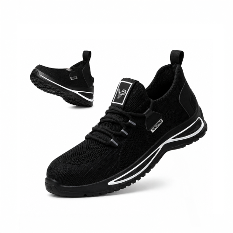 VACPAC Bold Rubber Steel Toe Black Sports Safety Shoes, Size: 6