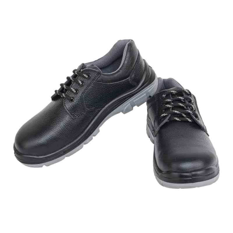 TZARO Full Grain Genuine Leather Steel Toe Black Safety Shoes for Men, TZSAF2DB283BLUK7, Size: 7