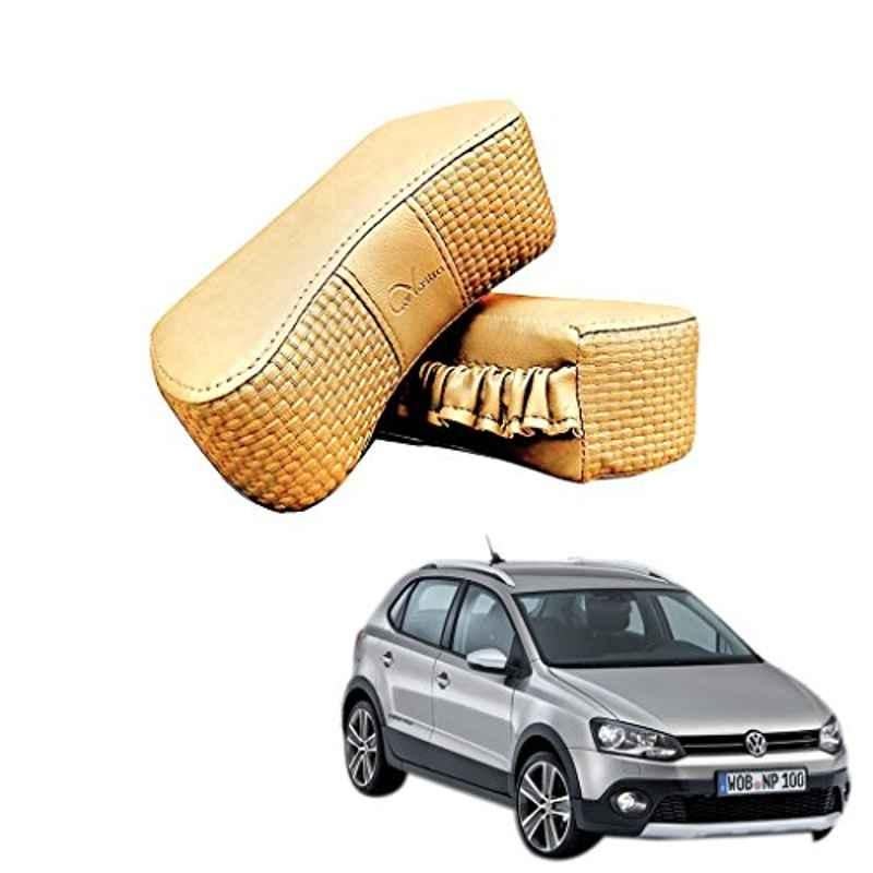 Kozdiko 2 Pcs Memory Foam Beige Luxurious Neck Rest Set for Volkswagen Cross Polo, koz_30883
