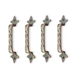 Mix & Match Twisted 6 inch Cast Iron Brass Antique Finish Cabinet Pull Handle for Wardrobe, Cupboard & Window (Pack of 4)