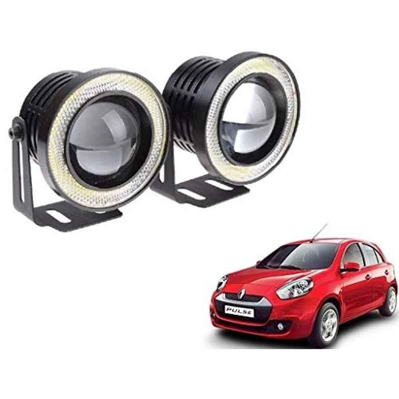 Kozdiko 2 Pcs 15W 3.5 inch High Power White LED Projector COB Fog Light Set with White Angel Eye Ring for Renault Pulse, koz_72646