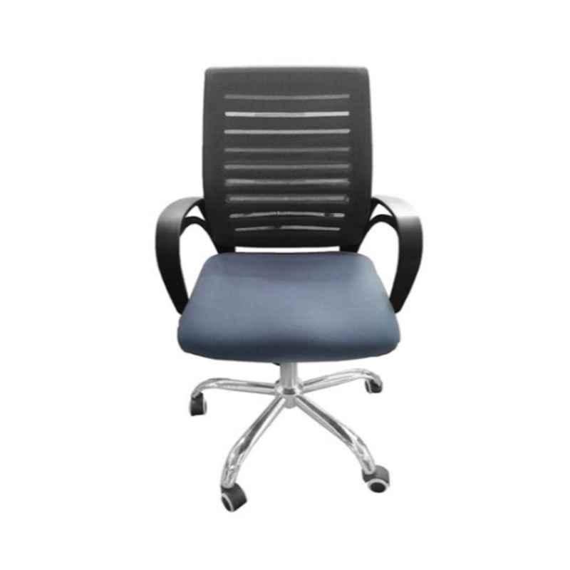 100x65x53cm Stainless Steel Black Low Back Desk Chair Black
