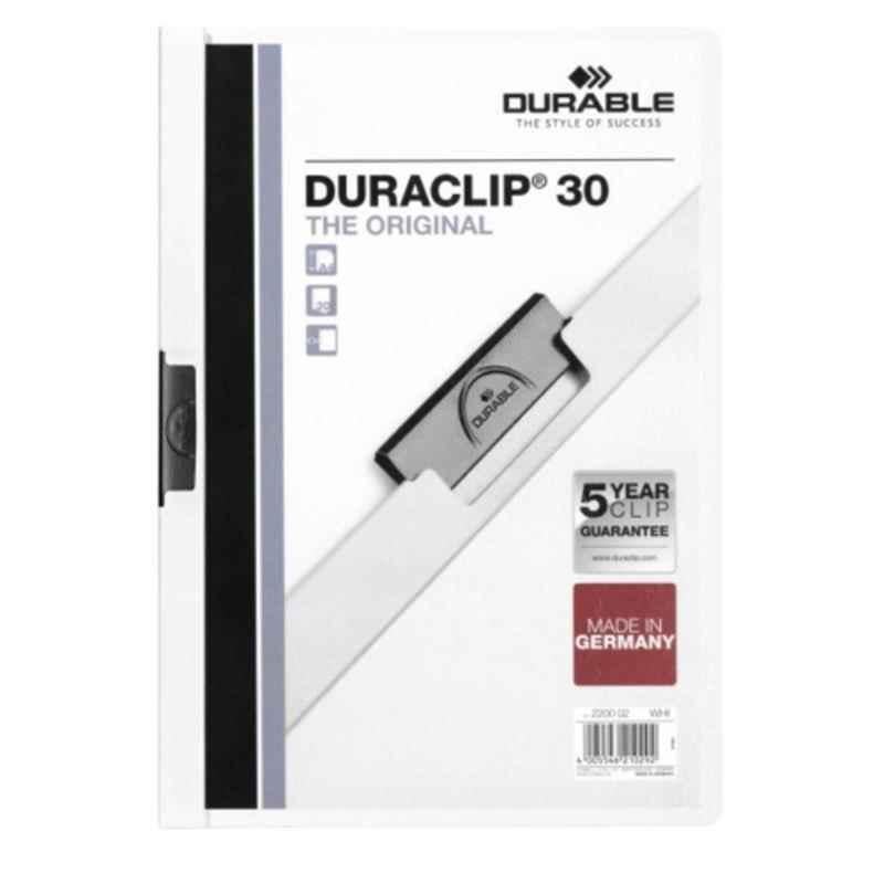 Durable Duraclip 30 A4 White Clip Folder, 2200-02