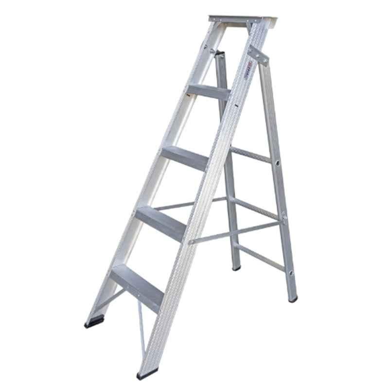 EMAC 5 Step Aluminium Silver Dual Purpose Anti Slip Folding Ladder, EDPL-5