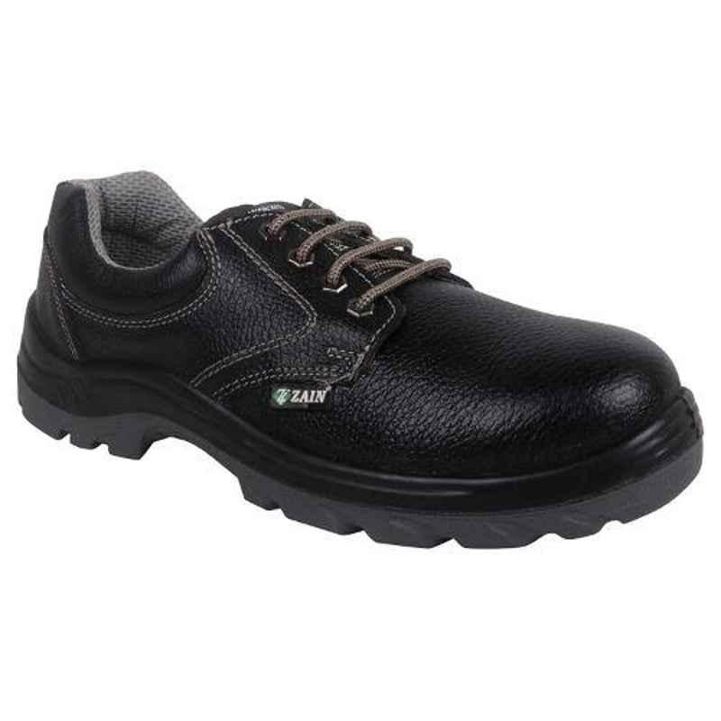 Zain Zm-16 Leather Steel Toe Black Formal Work Safety Shoes, 82312-07, Size: 10
