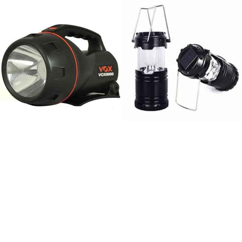 Combo of Homepro LED Solar Emergency Lantern with VOX VOX8000 5W Flashlight Torch