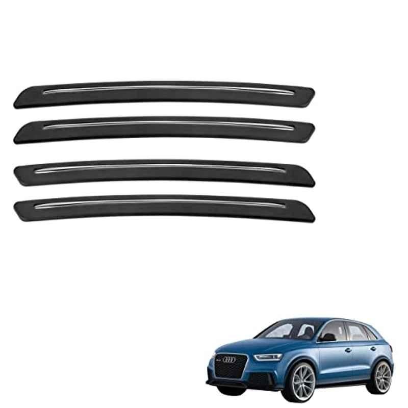 Kozdiko 4 Pcs Rubber Black Car Bumper Protector Set with Chrome Strip forAudi Q3