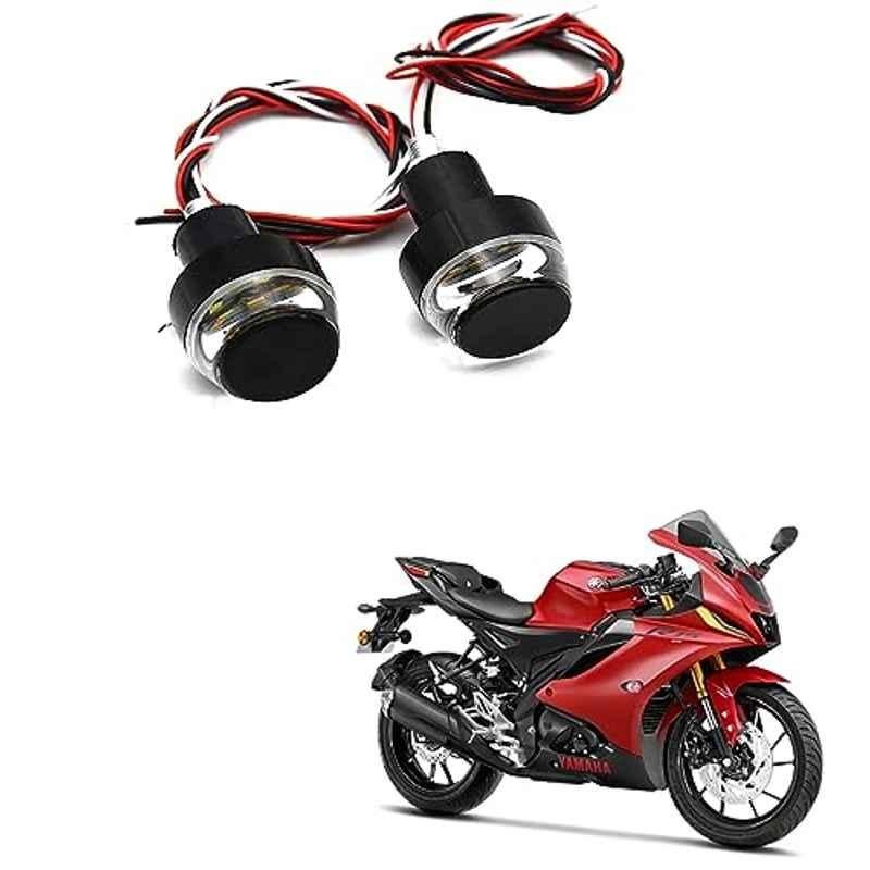 Kozdiko 2 Pcs Dual Colour Motorcycle LED Indicator Turn Signal Handle Bar Light Set for Yamaha YZF R15