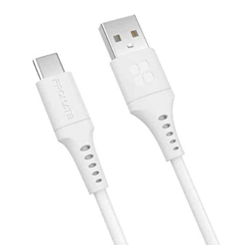 Promate PowerLink-200 200cm Silicone White USB-C to Lightning Fast Charging Cable