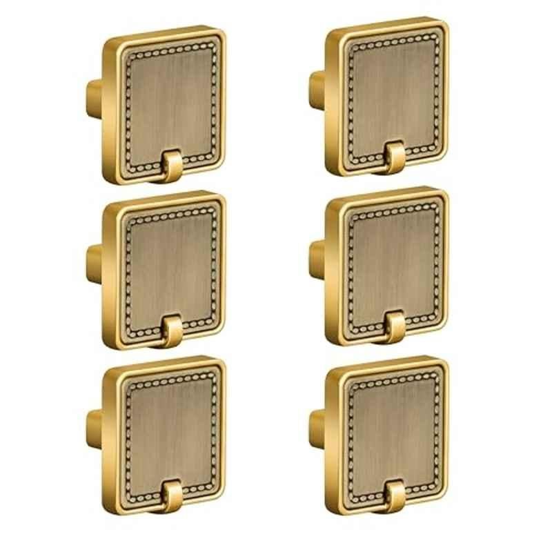 Plantex Knobs for Drawers/Drawer Knobs/Square Knob for Cabinets/Pull-Push Knob for Kitchen/Bedroom/Drawer (Pack of 6) Antique Brass & Gold