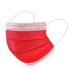 Wellstar 3 Layer Cloth Disposable Red Face Masks, Mask-Surgical-076 (Pack of 500)