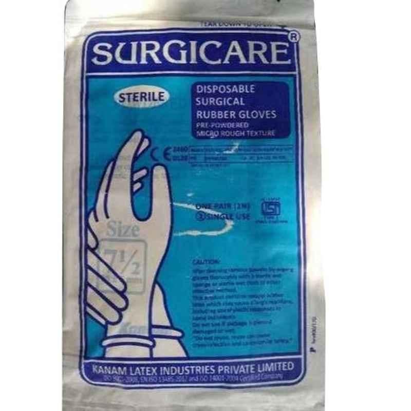 Surgicare Sterile Disposable Rubber Gloves, Size: 7