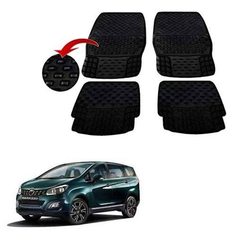 Kozdiko 4 Pcs PVC & Rubber Black Car Floor Mat Set for Mahindra Marazzo