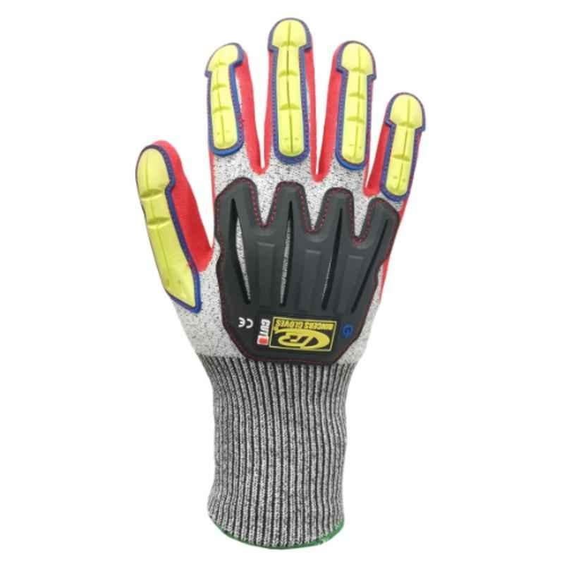 Ansell Leather & Rubber Orange & Grey Ringer Mechanic Safety Gloves, Size: 2XL