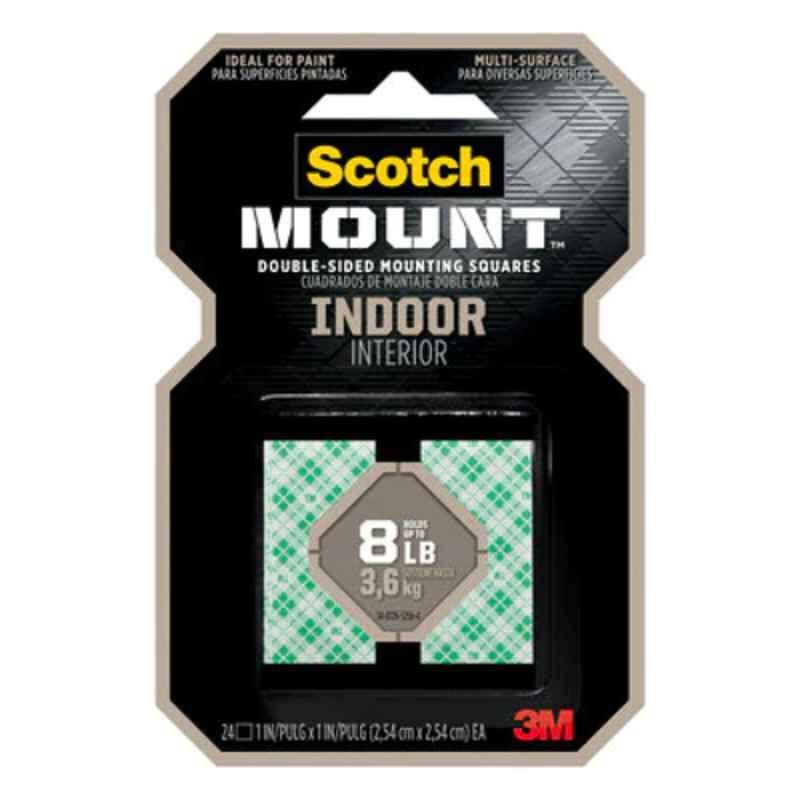 3M Scotch Mount 1 inch Acrylic Square Indoor Double Sided Mounting Tape, 111H-SQ-48, Length: 1 inch