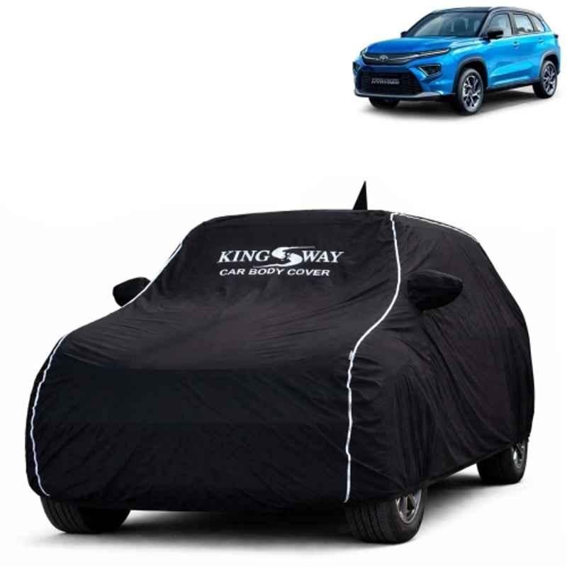 Kingsway Super Waterproof All Weather Protection Polypropylene Black Car Cover for Toyota Urban Cruiser Hyryder 2022 Onwards with Mirror & Antenna Pockets