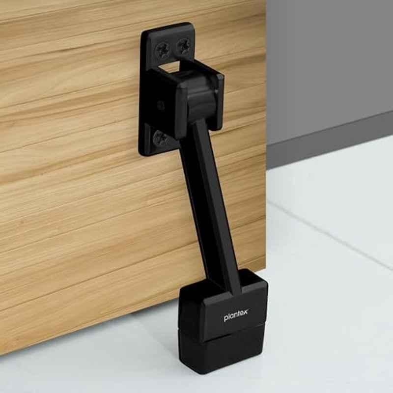 Plantex Heavy Duty 5 inch Kick Down Door Stopper with Strong Rubber Grip for Tile/Vinyl/Hardwoods/Stops for Door Black