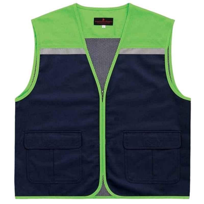 Superb Uniforms Cotton Navy Green Reflective Work Jacket, SUW/GrN/HVVJ02, Size: XL
