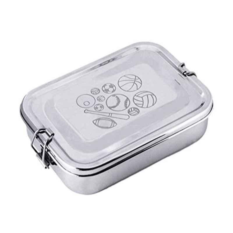 Bamboo Bark 19.4x12.6x5.8cm Stainless Steel Silver Lunch Box for Kids