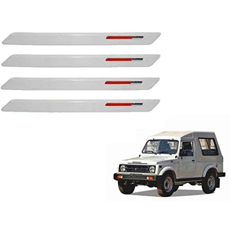 Kozdiko 4 Pcs White & Red Designer Car Bumper Protector Set for Maruti Suzuki Gypsy
