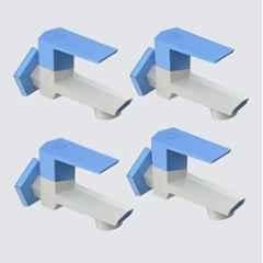 RN G20 15mm PTMT White & Blue Gold Foam Flow Long Body Bib Cock with Flange, RNG2019A32 (Pack of 4)
