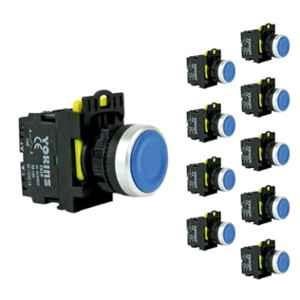 Yokins 22mm 220V 10A 1NO Blue Push Button with Spring Return, EB2M-A-01-B (Pack of 10)